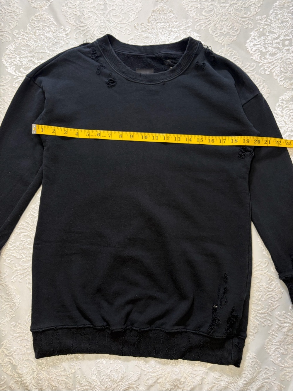 MOTHER The Tunic Big Easy Distressed Grunge Crewneck Sweatshirt Black XS - Picture 9 of 12